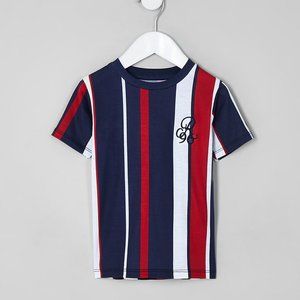 River Island Toddler Boys Navy 'R96' Stripe Short Sleeve T-Shirt, 12-18M